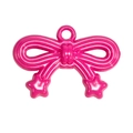 Pink acrylic bow pendant with star accent and candy gloss finish for DIY jewelry - Rose Red