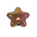Perle en forme d'étoile avec dégradé iridescent pour bijoux DIY et chaînes de téléphone - Pentagramme Plat à Trou Droit / Couleur Uni - Café Foncé