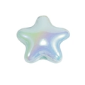 Perle étoile irisée avec revêtement arc-en-ciel pour création de bijoux DIY - Pentagramme Plat à Trou Droit / Couleur Uni - Bleu Aqua