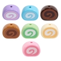 Set of seven colorful Swiss roll silicone beads for DIY jewelry and keychain making - Swiss Roll - Random Color
