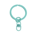 Minzgrüner Schlüsselanhänger aus Metall mit Drehverschluss und rundem Ring-Finish - Flachring mit 8er-Verschluss / Smaragdgrün