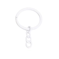 DIY white coated metal keyring with four-link chain for jewelry making - White
