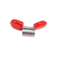 DIY bead stopper with silver spring metal body and protective red rubber end caps - Large-Red
