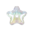 Perle en forme d'étoile irisée avec dégradé de couleurs et effet nacré poli - Pentagramme Plat à Trou Droit / Transparent - Blanc