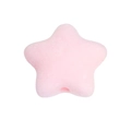 Perle étoile en velours rose avec trou central pour la création de bijoux DIY - Pentagramme Plat à Trou Droit / Floqué - Rose