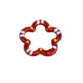 Red flower spring ring buckle with white and yellow enamel dots DIY metal floral clasp - Hand-painted Red