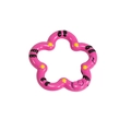 Flower-shaped pink alloy spring ring keychain with yellow dots and black stripes - Hand-painted Rose Red