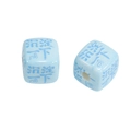 Light blue cubic acrylic beads with engraved Chinese characters for DIY jewelry - Settle Down - Lake Blue