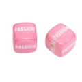 Pink acrylic cube bead with PASSION lettering for DIY jewelry making and crafts - Letter - Rose Red