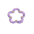 Purple flower spring ring clasp with yellow dots and pink petal patterns for DIY - Hand-painted Purple