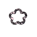 Floral alloy spring ring key hook in black finish with pink speckled art design - Snowflake Black