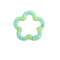 Mint green flower alloy spring clasp with blue stripes and yellow polka dots - Hand-painted Milky Green