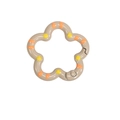 Khaki flower shaped spring ring connector with orange stripes and yellow dots - Hand-painted Milk Tea