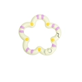 Cream flower-shaped metal spring clasp with purple stripes and yellow dots for DIY - Hand-painted Beige