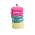 Three-layer colorful macaron keychain pendant in pink, blue and yellow acrylic - Biscuit - Rose Red-Emerald-Yellow