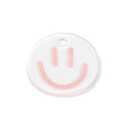 Pink smiley face acrylic pendant charm with translucent round finish for DIY keychains - Smile-Pink