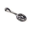 Polished silver spoon-shaped metal pendant with pre-drilled hole for DIY crafts - Spoon-Silver