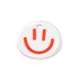 Clear acrylic round pendant with red smiley face design and hole for DIY keychain - Smiley-Red