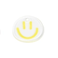 Translucent white acrylic smiley face charm with yellow print for DIY keychains - Smiley-Yellow