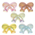 Frosted acrylic bow beads in five pastel colors with pearlescent shimmer for DIY charms - Jelly Colors / Random Color