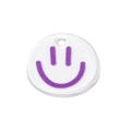 Purple acrylic smiley face round pendant with hole for DIY keychain and jewelry making - Smile-Purple