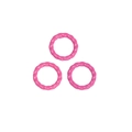 Set of three pink twisted rope textured round rings for DIY jewelry and keychain decor - Circle / Rose Red