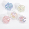 Pastel rainbow spiral beads with iridescent finish for DIY jewelry and phone charms - Spiral Swirl Bead / Glitter Pattern Random Colors
