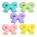 Frosted acrylic bow beads in pastel macaron colors for DIY jewelry and phone chains - Frosted / Random Color