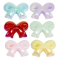 Iridescent acrylic bow beads for DIY crafts in blue, purple, red, green, pink, and yellow - Pearlescent / Random Color