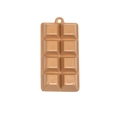 Realistic light brown 8-block chocolate keychain charm with polished resin finish - Lacquered Chocolate / Brown