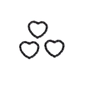 Set of 3 black heart-shaped twisted link rings for DIY accessory decoration and keychains - Heart / Black