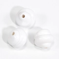 Three white spiral ceramic beads for DIY jewelry making with smooth glossy finish - Spiral Swirl Bead / Lacquered - White