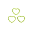 Three pieces of neon green heart-shaped jewelry charms with twisted wave pattern texture - Heart / Fruit Green