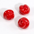 Polished bright red spiral beads with hole for DIY jewelry making and phone chain - Spiral Swirl Bead / Lacquered - Bright Red