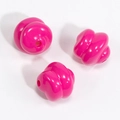 Three rose pink glossy spiral textured DIY loose beads for jewelry making projects - Spiral Swirl Bead / Painted - Rose Red