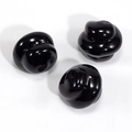 Three pieces of glossy black spiral beads with center hole for DIY jewelry making - Spiral Swirl Bead / Lacquered - Black
