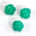 Three bright green wavy resin beads for DIY bracelets and mobile phone chains - Spiral Swirl Bead / Lacquered Emerald Green