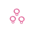 Three neon pink twisted ring charms with small loop for DIY jewelry and keychain - Double Circle / Rose Red