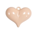 Glanzende lichtroze hartvormige harsbedel voor DIY-sieraden en sleutelhangeraccessoires - Melktheekleur (Groot)