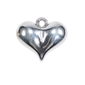 Gepolijste zilveren hartvormige metalen hanger met ring voor DIY-sieraden en bedels - Zilver (Klein)
