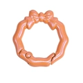 Portachiavi a forma di fiocco perlato rosa arancio con chiusura a molla in lega - Arancione Perlato