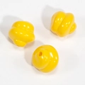 Three bright yellow enamel spiral loose beads for DIY jewelry and phone chain making - Spiral Swirl Bead / Lacquer Deep Yellow