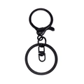 Matte black zinc alloy lobster clasp keychain accessory with a flat ring and swivel hook - Black