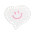 Base de ganchillo DIY de acrílico en forma de corazón con cara sonriente rosa - Corazón Sonrisa - Blanco
