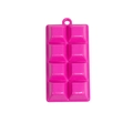 Cute hot pink chocolate bar keychain charm for bags and DIY accessories, 2x4 block style - Lacquered Chocolate / Rose Red
