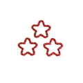 Three red star-shaped DIY accessory charms with twist texture and glossy finish - Pentagram / Red