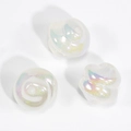Iridescent milky white spiral loose beads for DIY jewelry and phone chain making - Spiral Swirl Bead / Glitter White