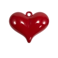 Glanzende rode hartvormige hanger met geïntegreerde ring voor DIY sieraden maken - Helrood (Groot)