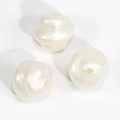 Creamy iridescent spiral beads with hole for DIY jewelry making and craft projects - Spiral Swirl Bead / Pearlescent White