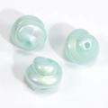 Mint green DIY beads with spiral texture and pearlescent coating for jewelry making - Spiral Swirl Bead / Pearlescent Green